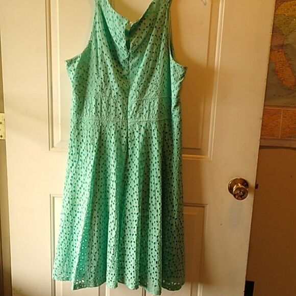 London Style Women's 18 Green Sleeveless Cotton Halter Sundress - Picture 3 of 7